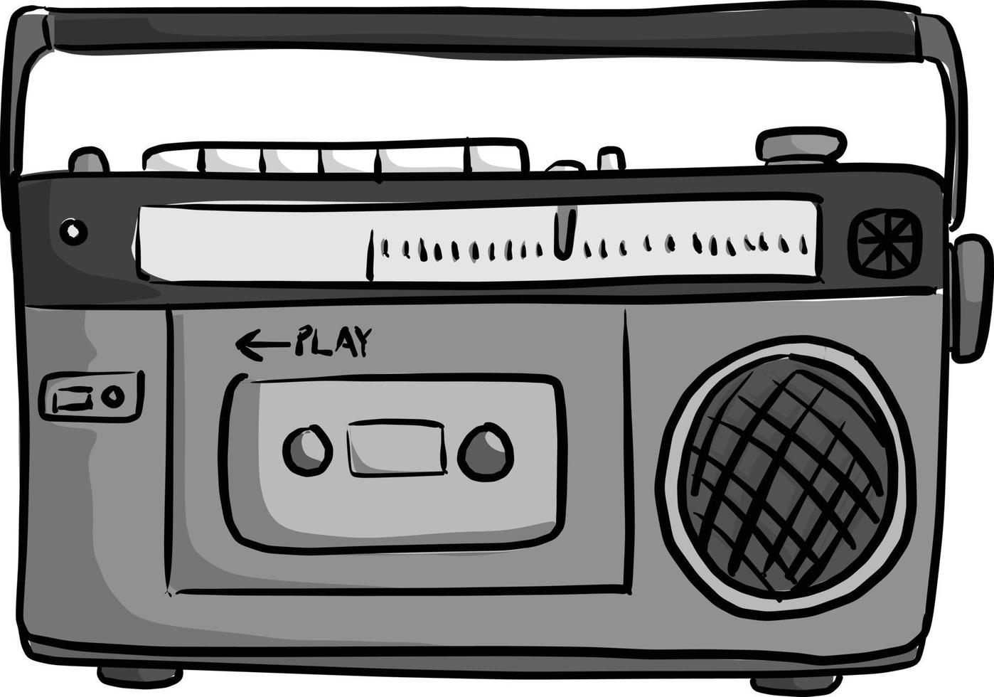 Boceto de ilustración de vector de reproductor de radio de cinta clásica retro
