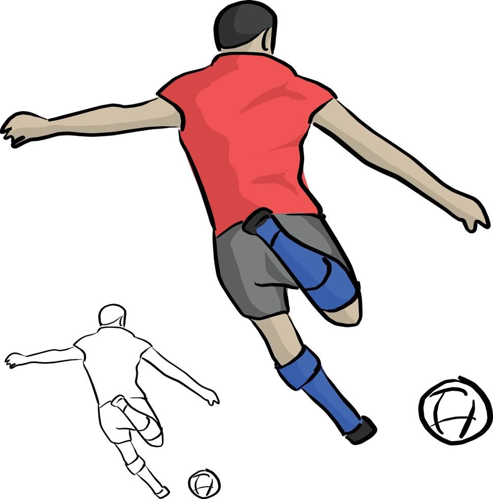 jugador de fútbol disparando una ilustración de vector de bola