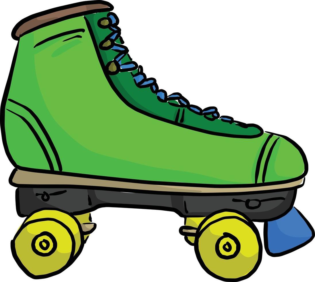 green retro roller skate vector illustration sketch doodle