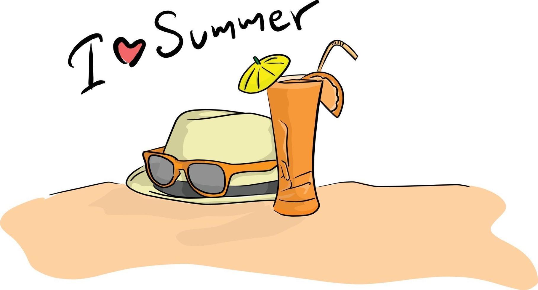 Ilustración de vector de playa de verano bosquejo doodle