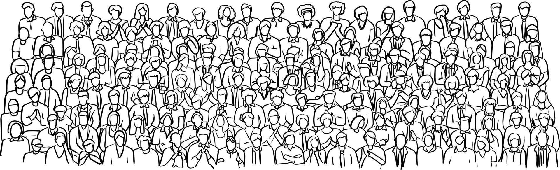 Doodle multitud de gente de negocios en vector de sala de reuniones