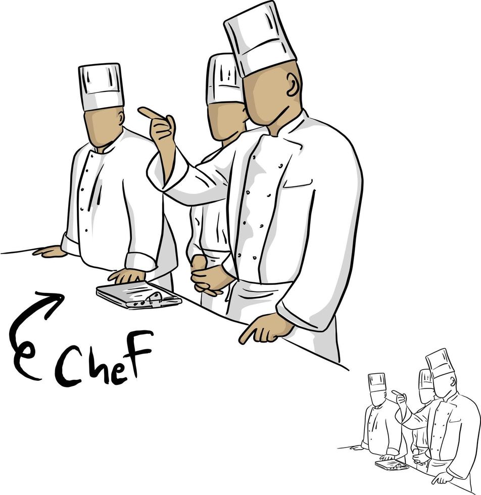 team of chef people in a kitchen vector illustration