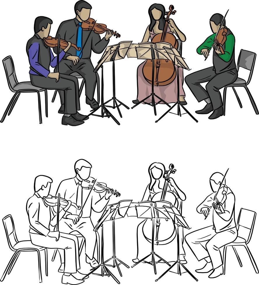 grupo de músicos tocando en vector de cuarteto