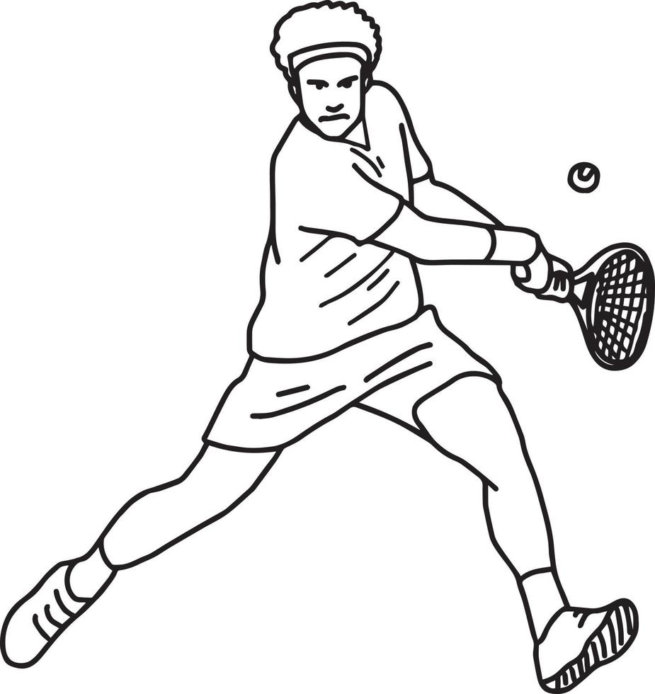 tennis player - vector illustration sketch hand drawn