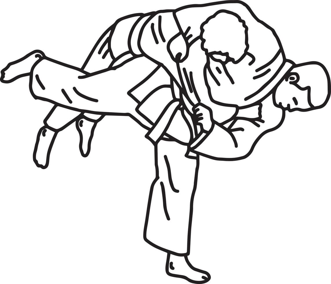 Arte marcial de judo - ilustración vectorial boceto dibujado a mano vector