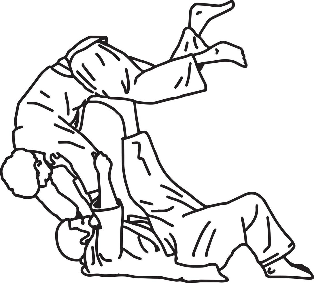 judo martial art - vector illustration sketch hand drawn