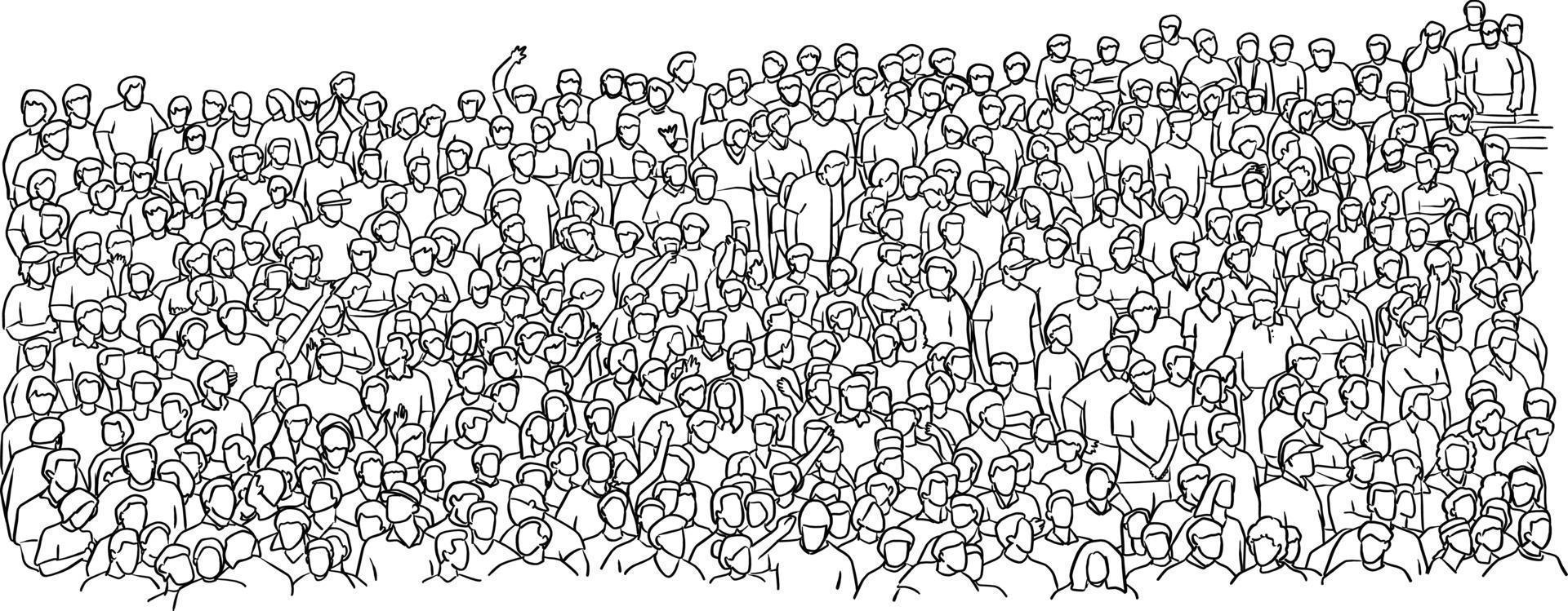 Contorno multitud de personas en la ilustración de vector de estadio