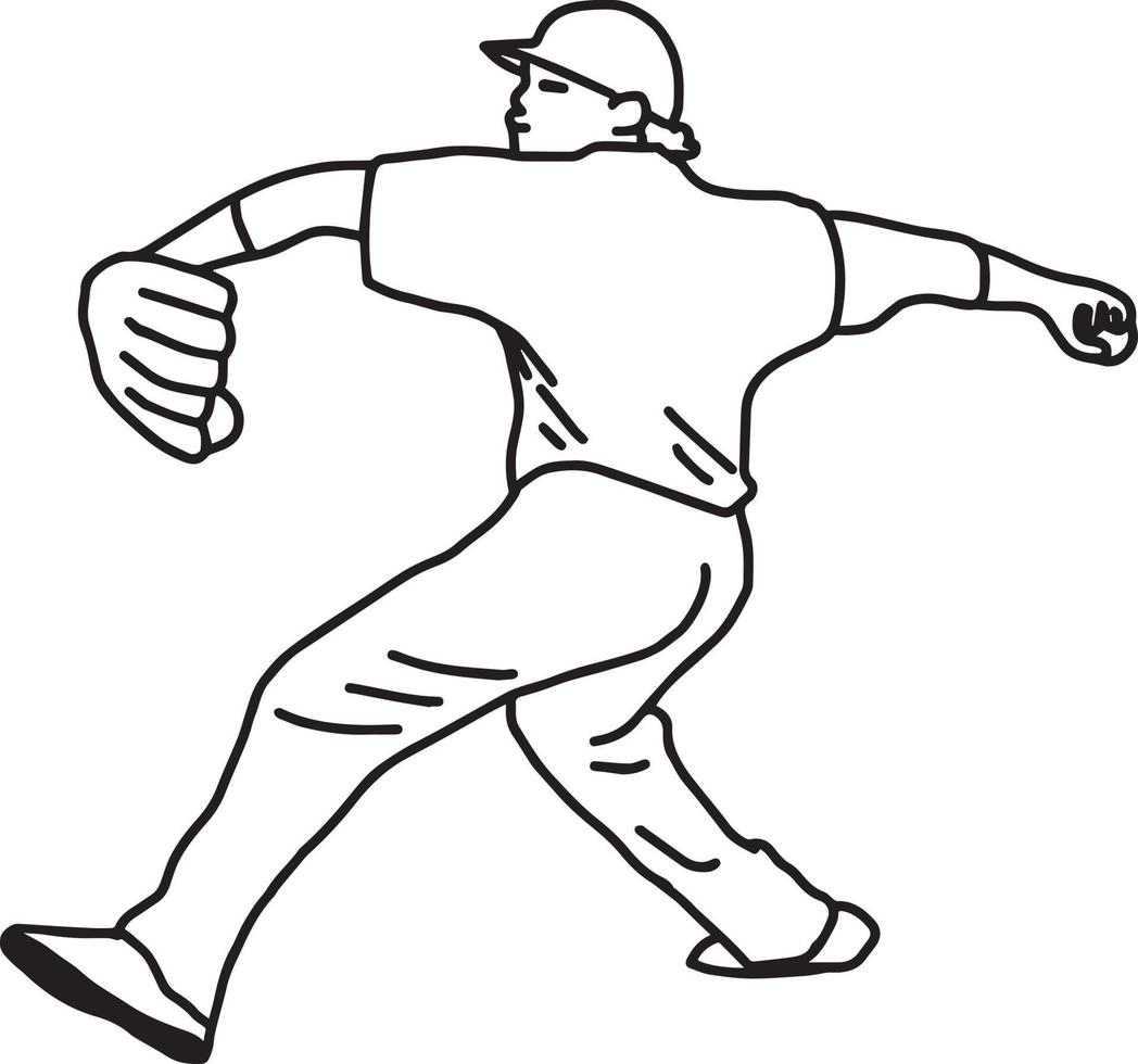 Baseball pitcher throws ball - vector illustration