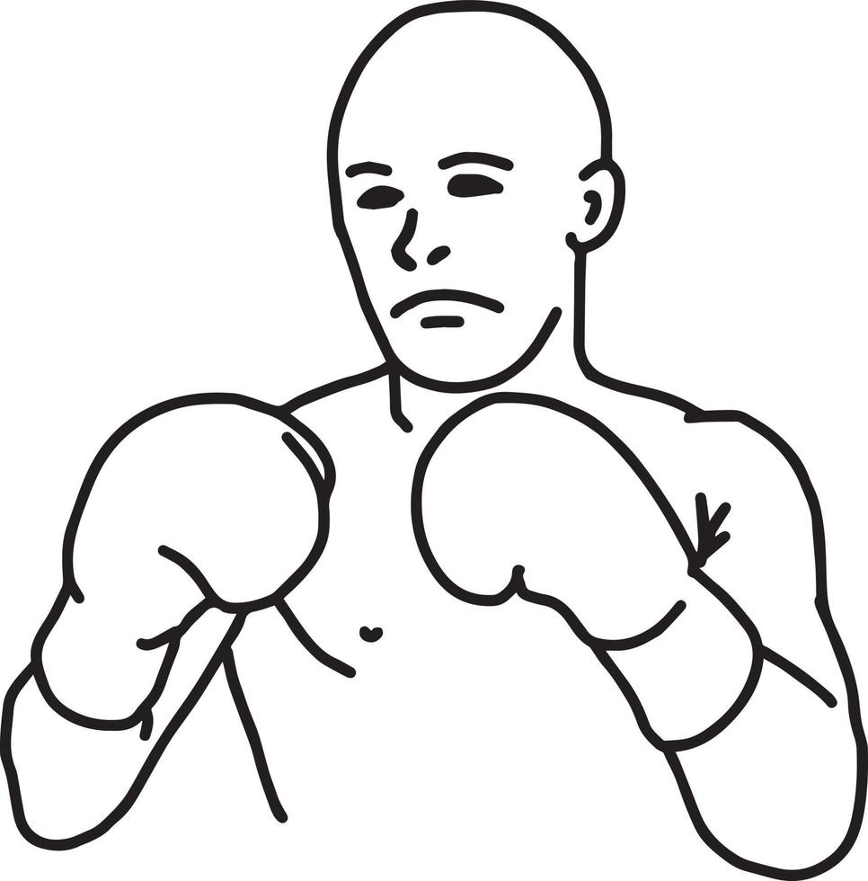 fighting boxer - vector illustration sketch hand drawn