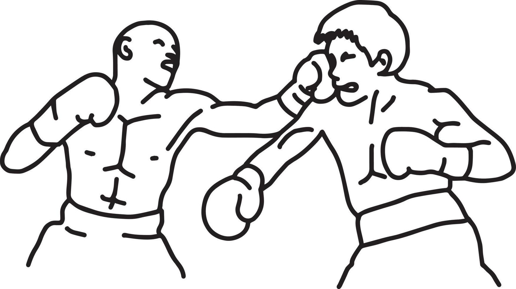 lucha contra el boxeador - ilustración vectorial boceto dibujado a mano vector