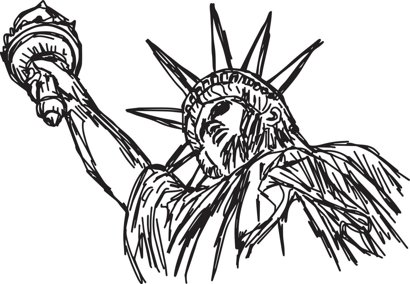 estatua de la libertad - ilustración vectorial boceto dibujado a mano vector