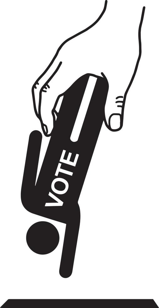 hand put man sign with word VOTE into the box hole vector