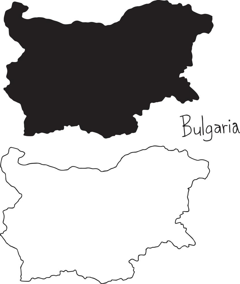 Mapa de contorno y silueta de bulgaria - vector