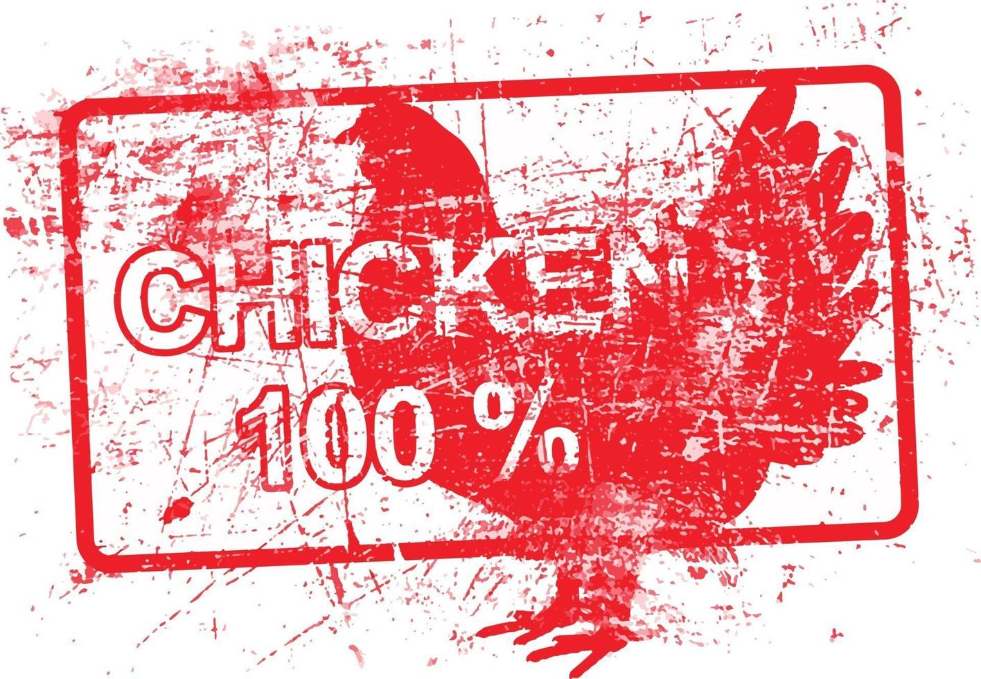 chicken 100 percent - red rubber dirty grungy stamp vector