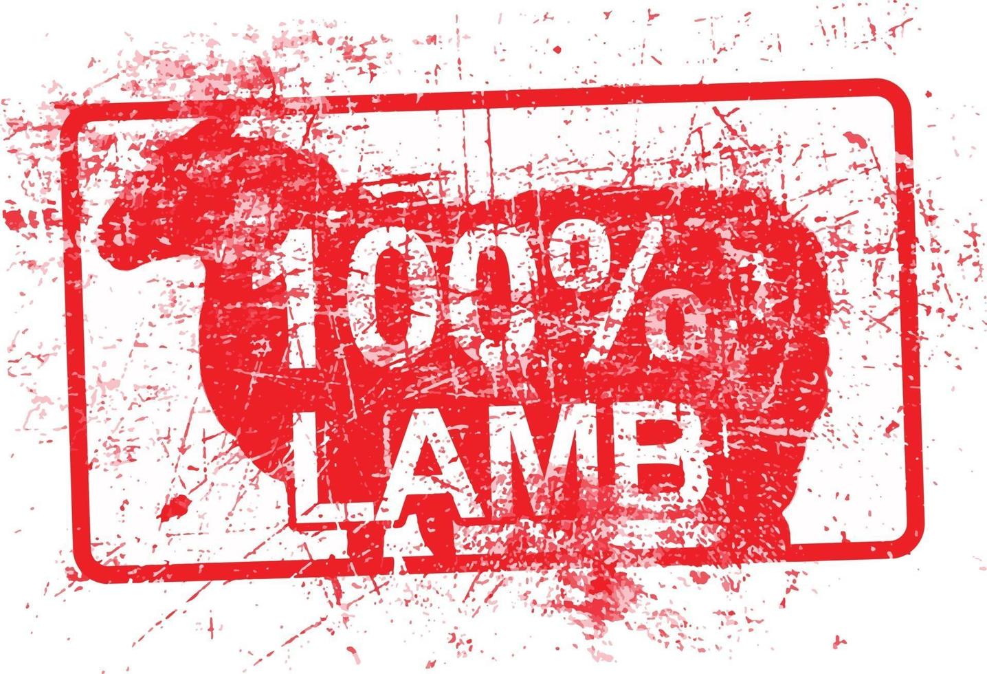 100 per cent lamb - red rubber grungy stamp vector