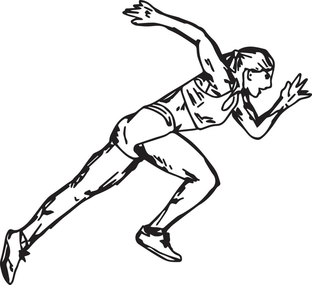 female runner - vector illustration sketch hand drawn