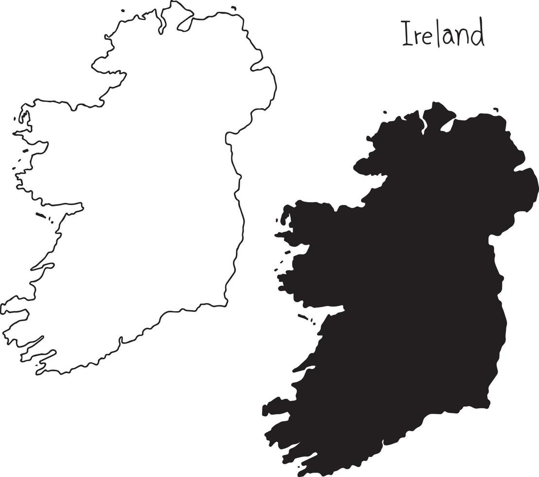 outline and silhouette map of Ireland - vector