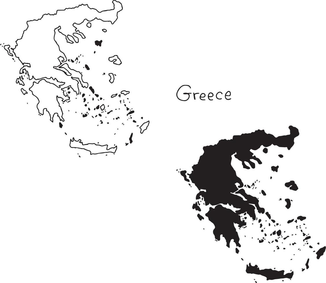 outline and silhouette map of Greece - vector