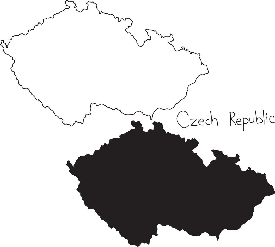 outline and silhouette map of Czech Republic - vector