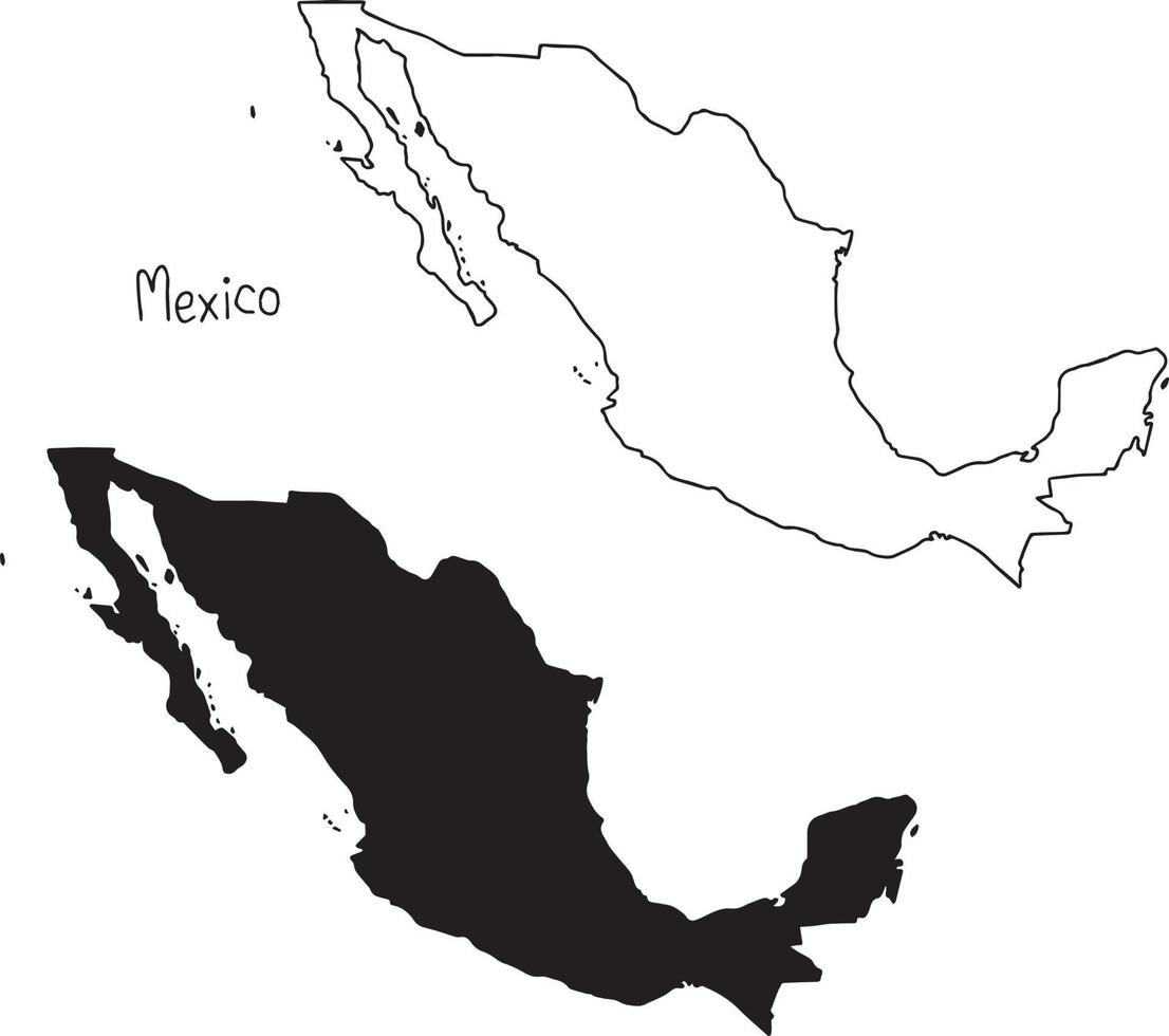 Mapa de contorno y silueta de México - ilustración vectorial vector