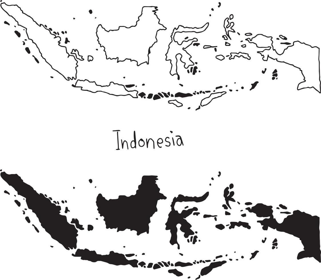 outline and silhouette map of Indonesia - vector