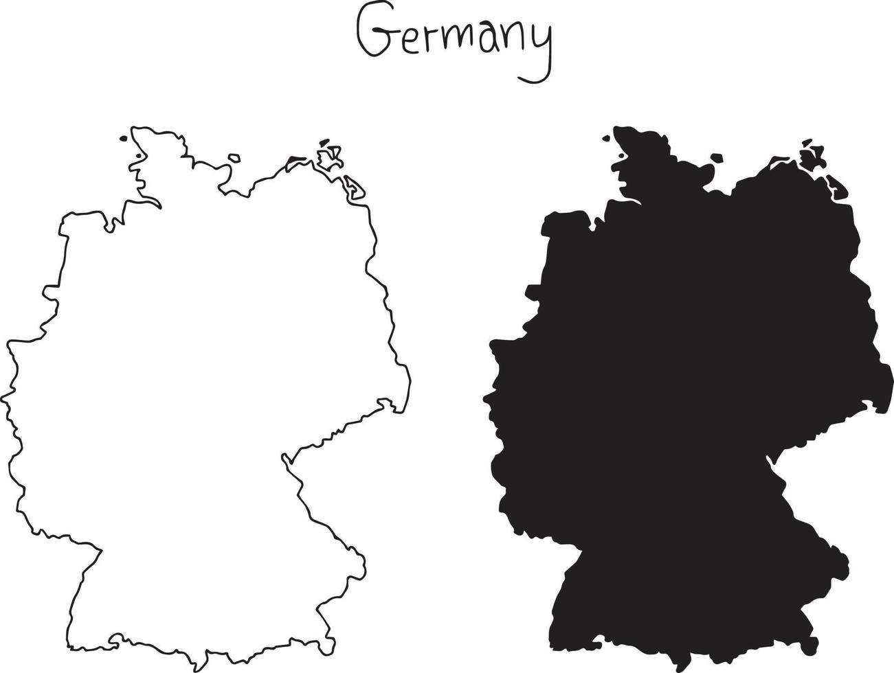 outline and silhouette map of Germany - vector illustration