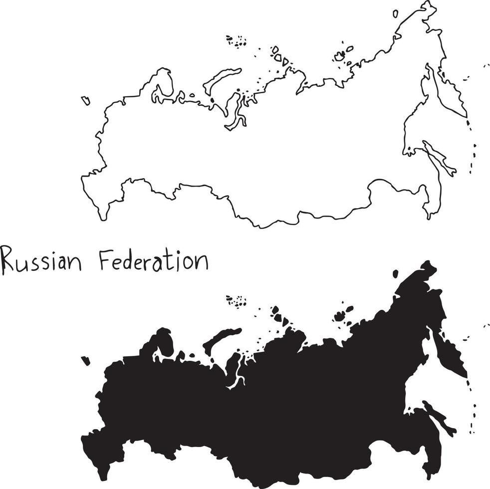 outline and silhouette map of Russian Federation vector
