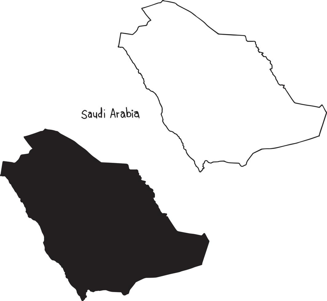 outline and silhouette map of Saudi Arabia - vector