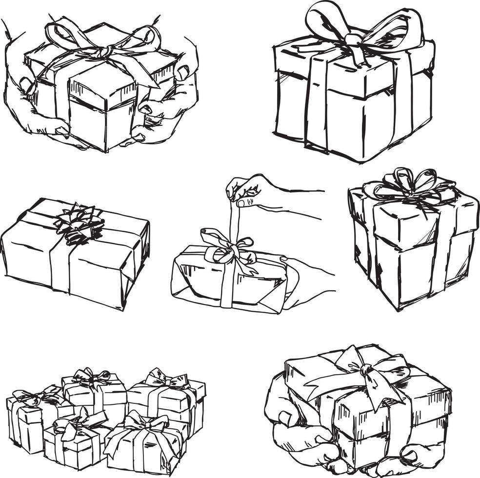 Hand holding or offering gift or present - vector illustration