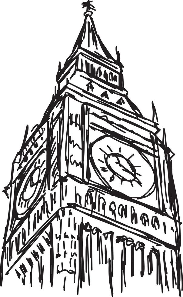 Big Ben - ilustración vectorial boceto dibujado a mano vector