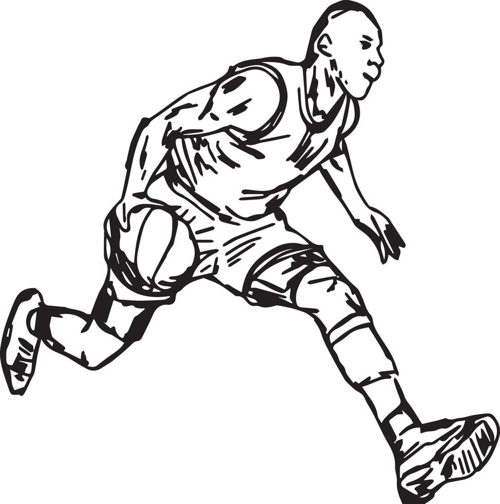 jugador de baloncesto con pelota - ilustración vectorial vector