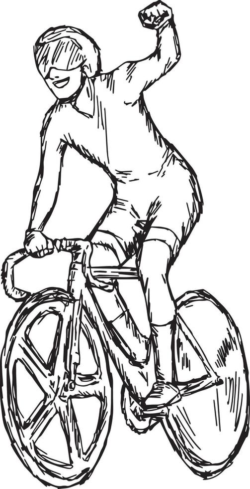 Track cycling winner - vector illustration sketch