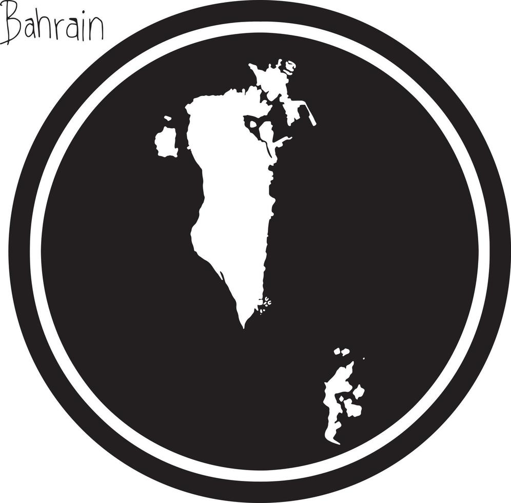 ilustración vectorial mapa blanco de bahrein en círculo negro vector