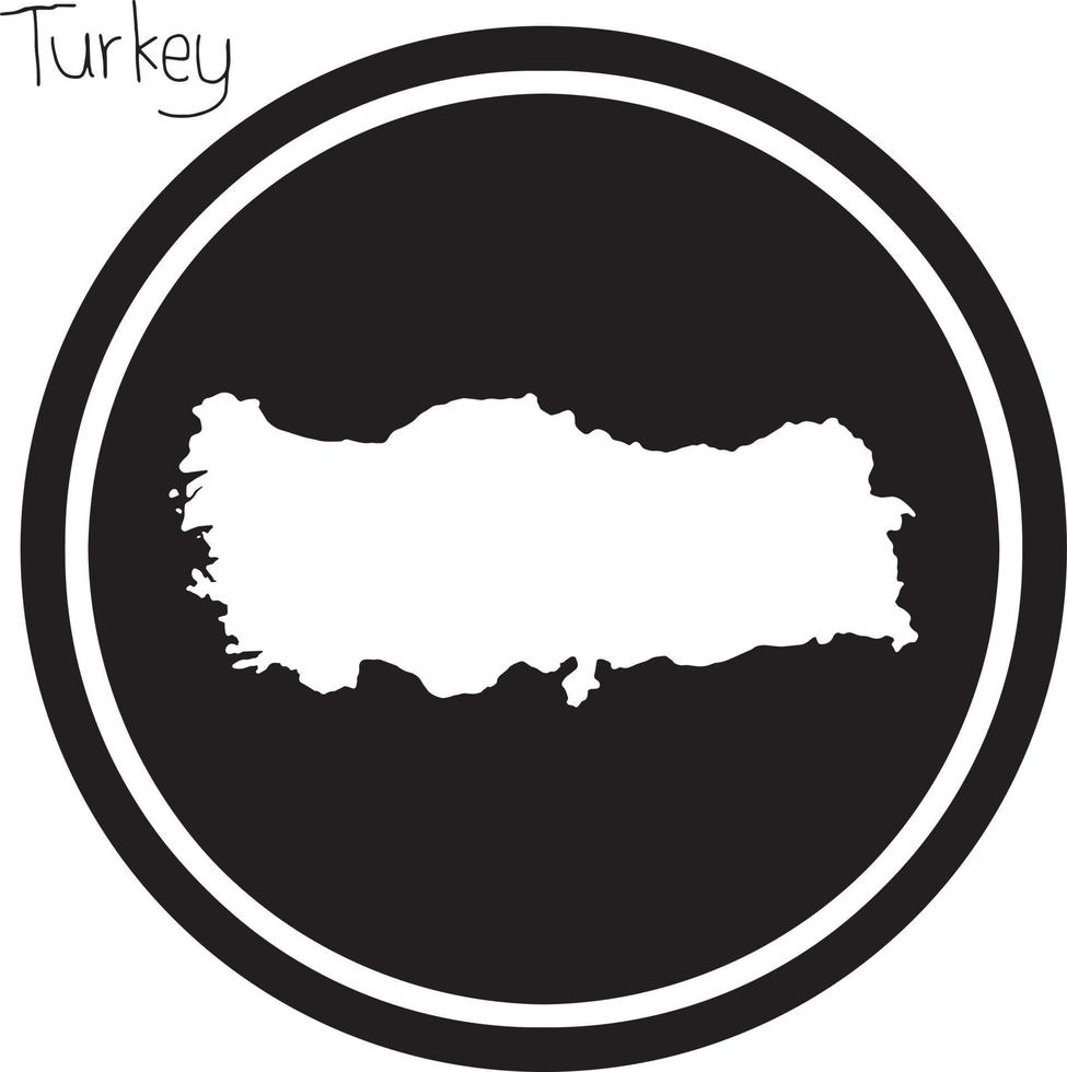 ilustración vectorial mapa blanco de Turquía en círculo negro vector