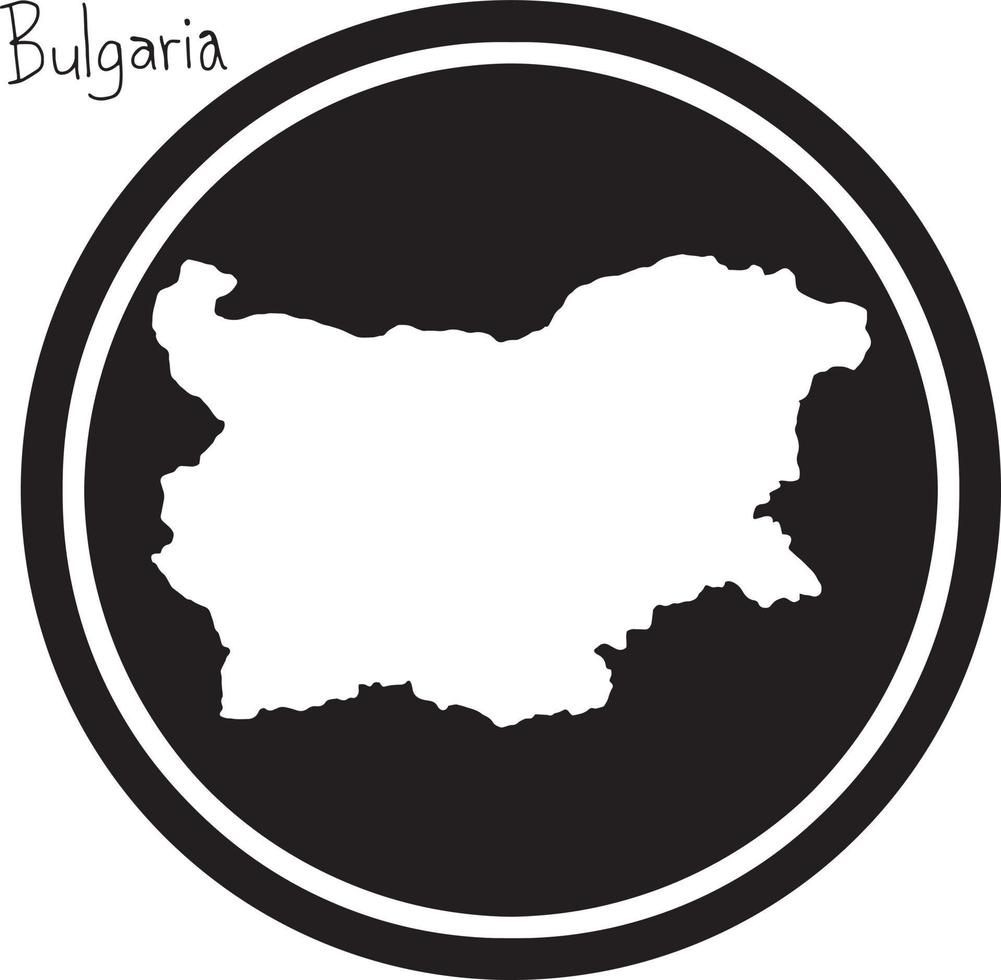 vector illustration white map of Bulgaria on black circle
