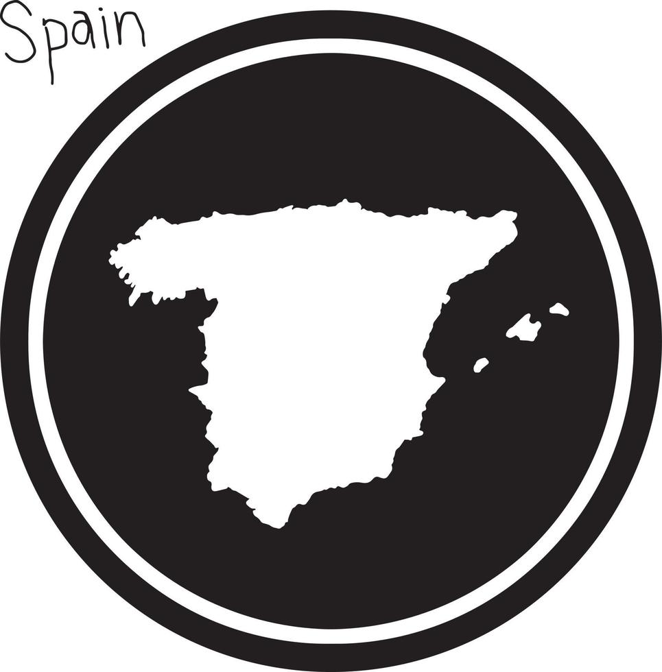 ilustración vectorial mapa blanco de España en círculo negro vector