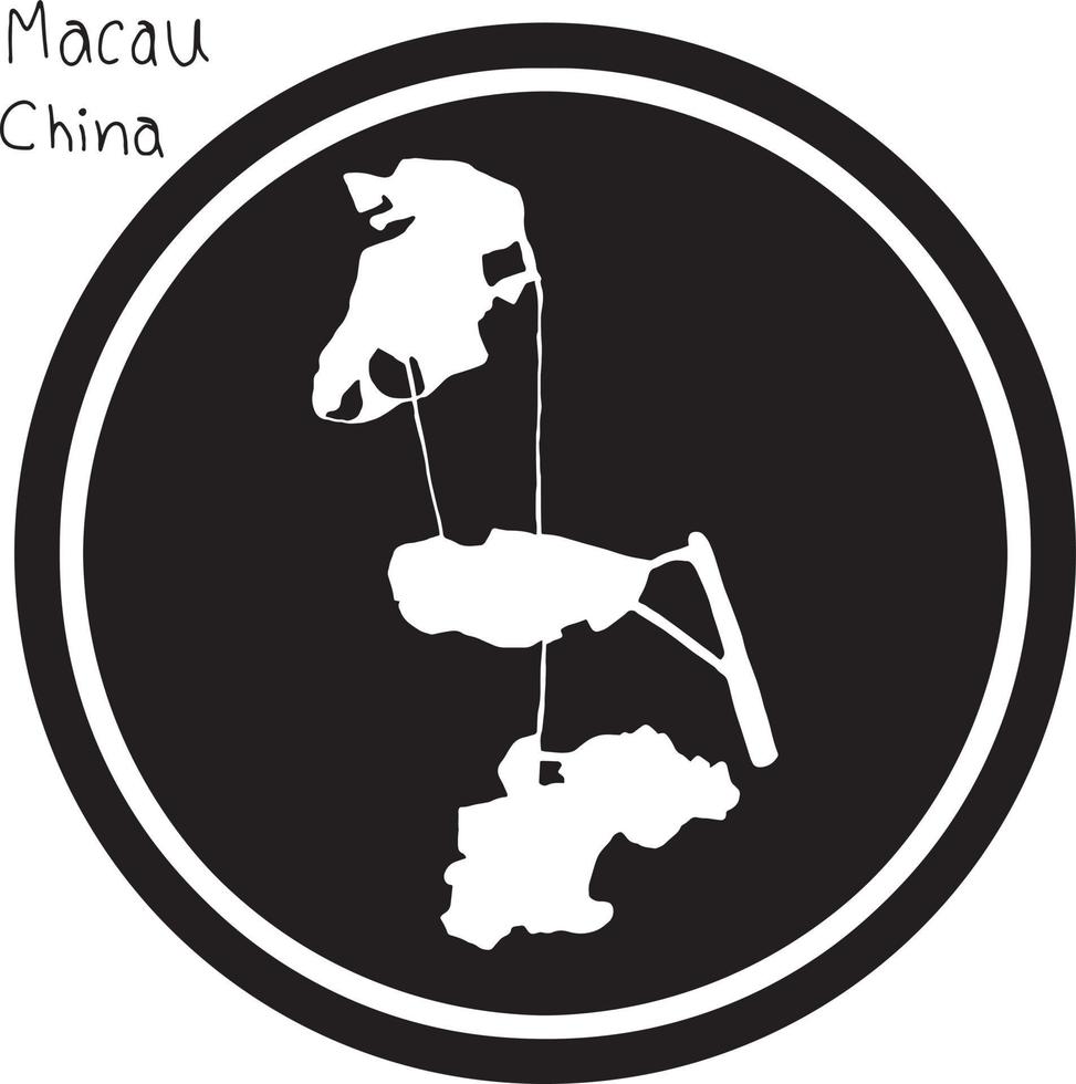 vector illustration white map of Macau on black circle