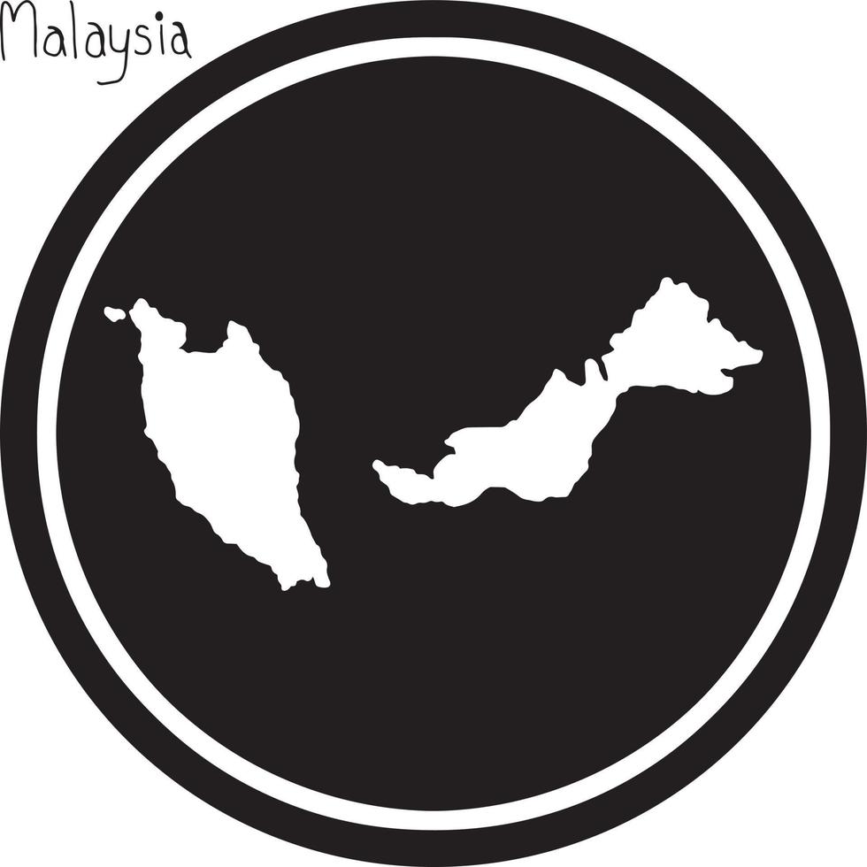 vector illustration white map of Malaysia on black circle