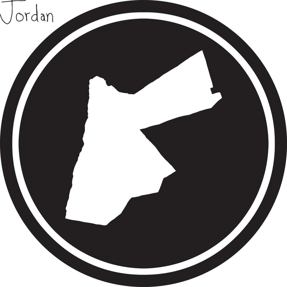 Ilustración vectorial mapa blanco de Jordania en círculo negro vector