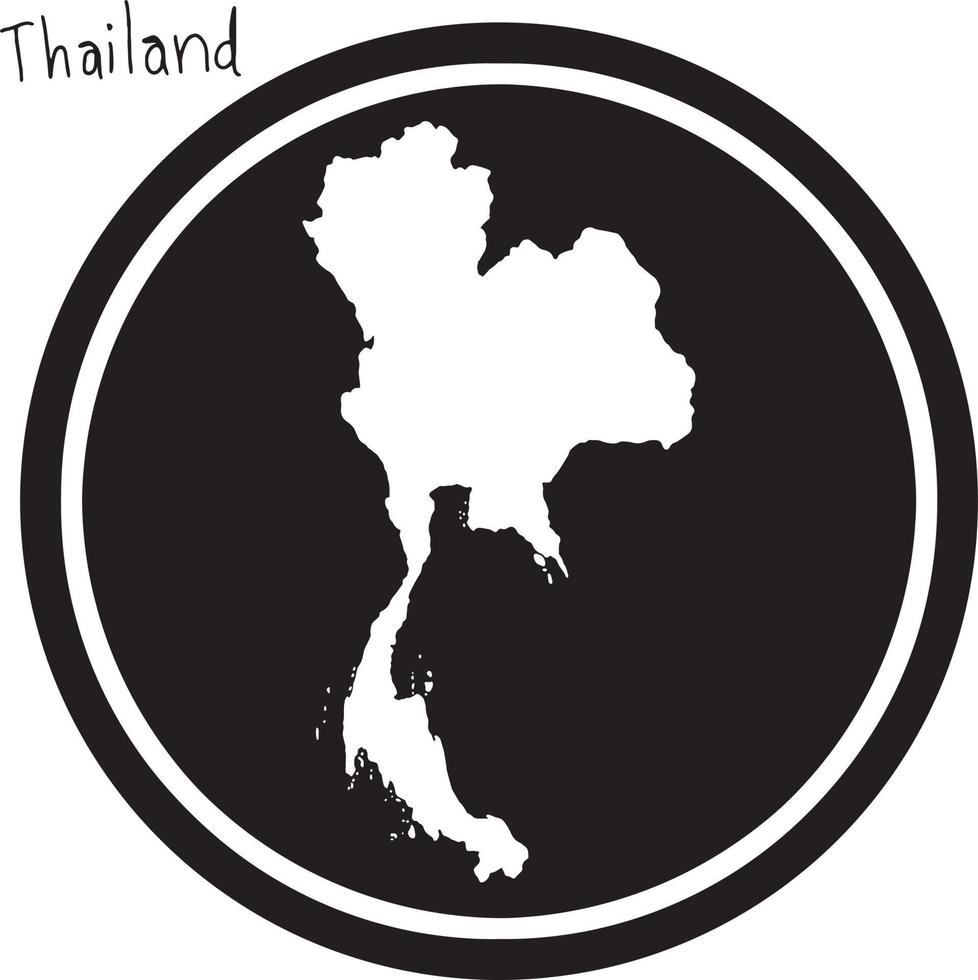 ilustración vectorial mapa blanco de tailandia en círculo negro vector