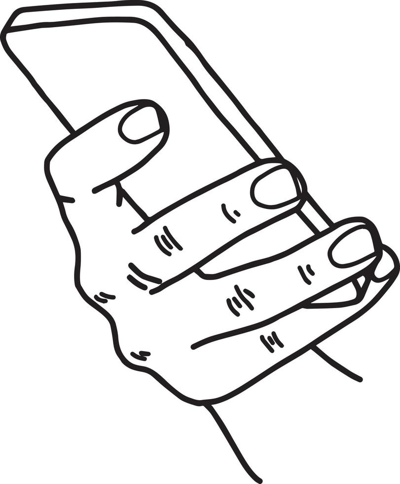 right hand using mobile phone vector