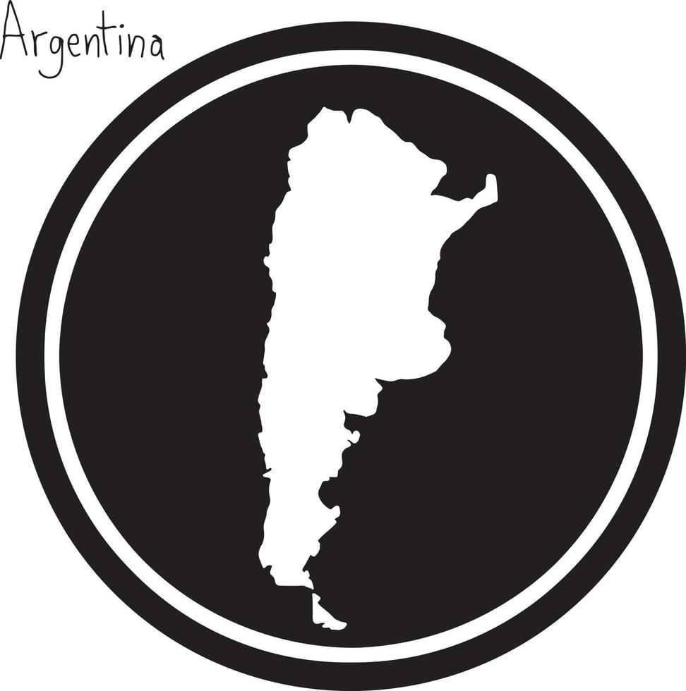 ilustración vectorial mapa blanco de argentina en círculo negro vector