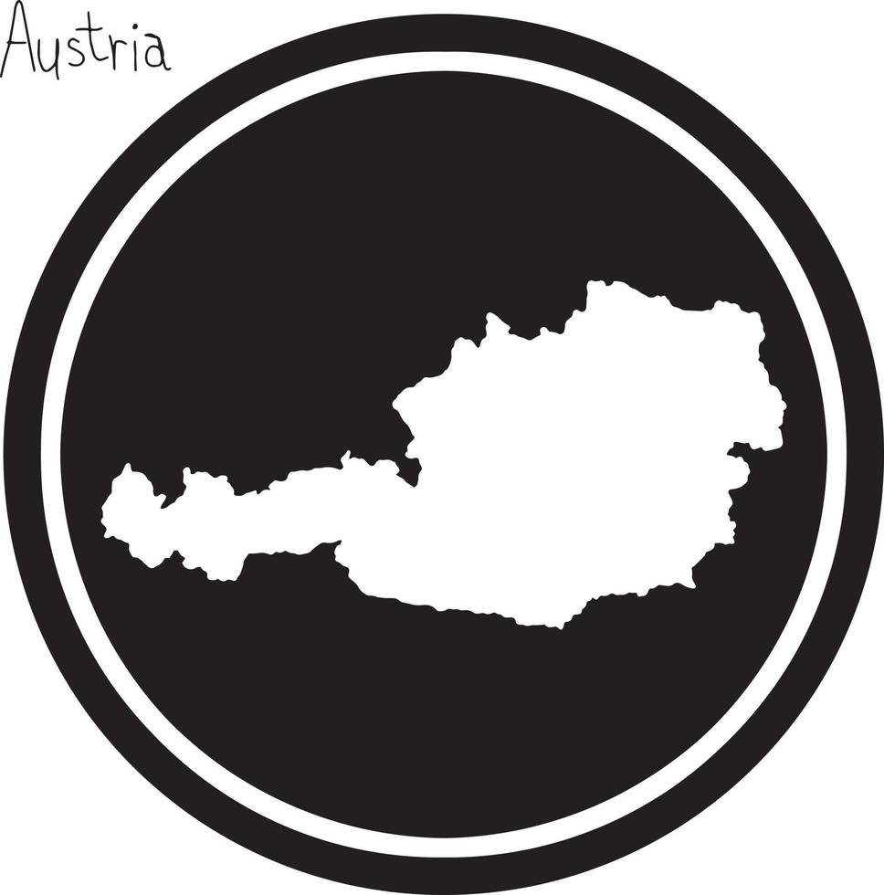 ilustración vectorial mapa blanco de austria en círculo negro vector