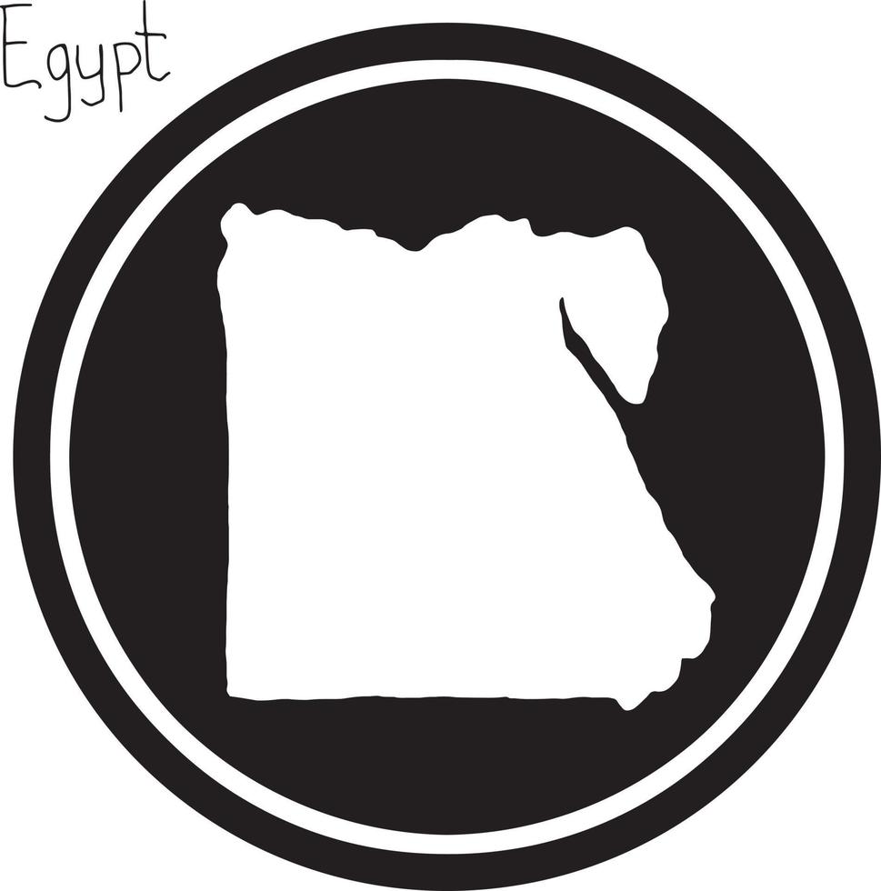 vector illustration white map of Egypt on black circle