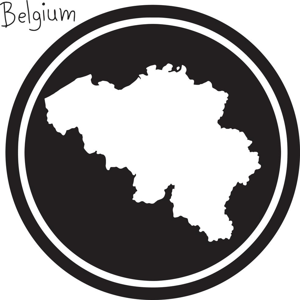 ilustración vectorial mapa blanco de bélgica en círculo negro vector