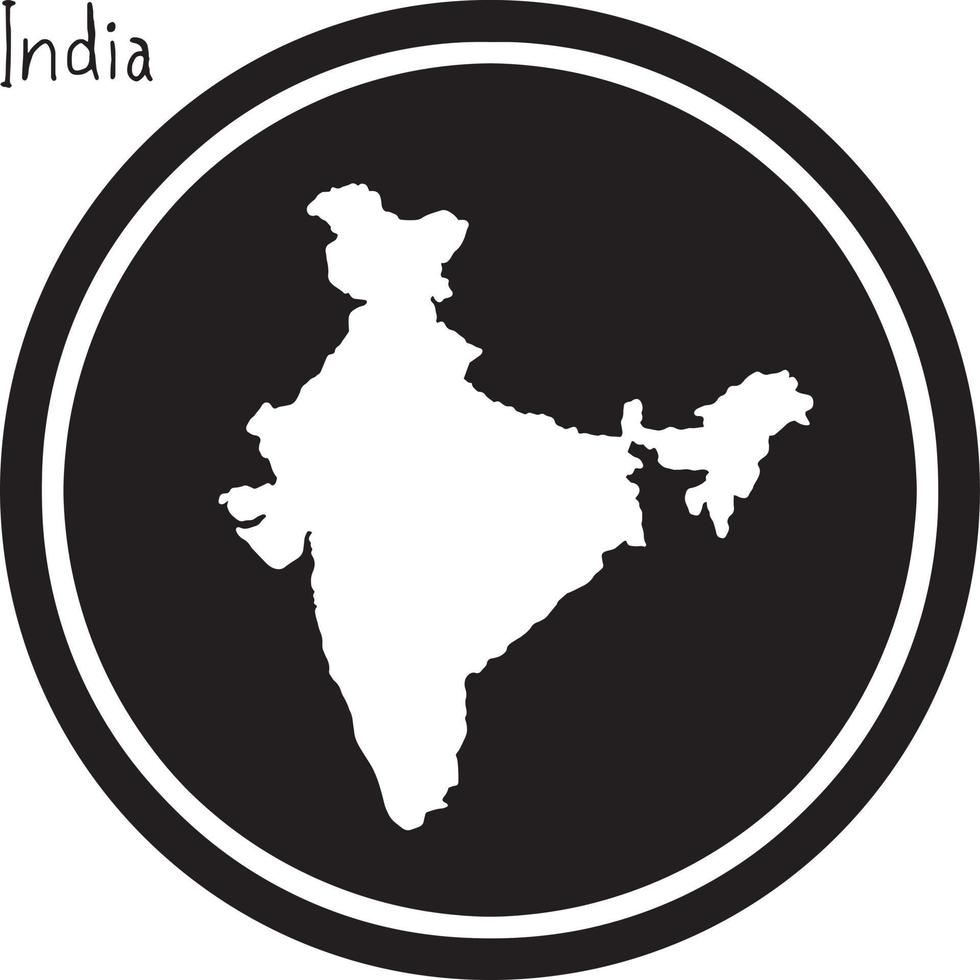 ilustración vectorial mapa blanco de la india en círculo negro vector