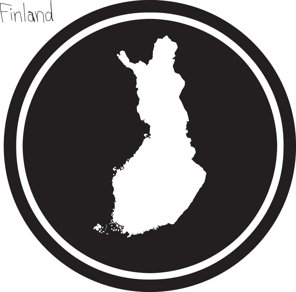 vector illustration white map of Finland on black circle