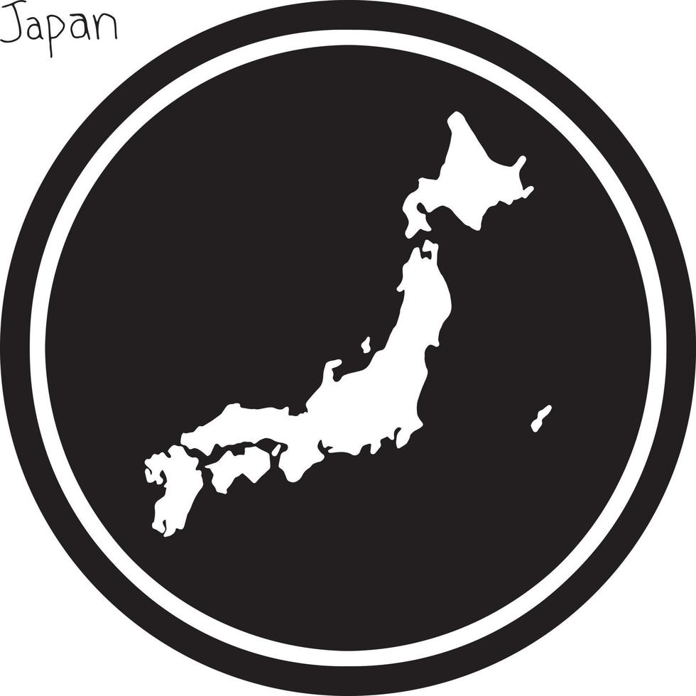 vector illustration white map of Japan on black circle