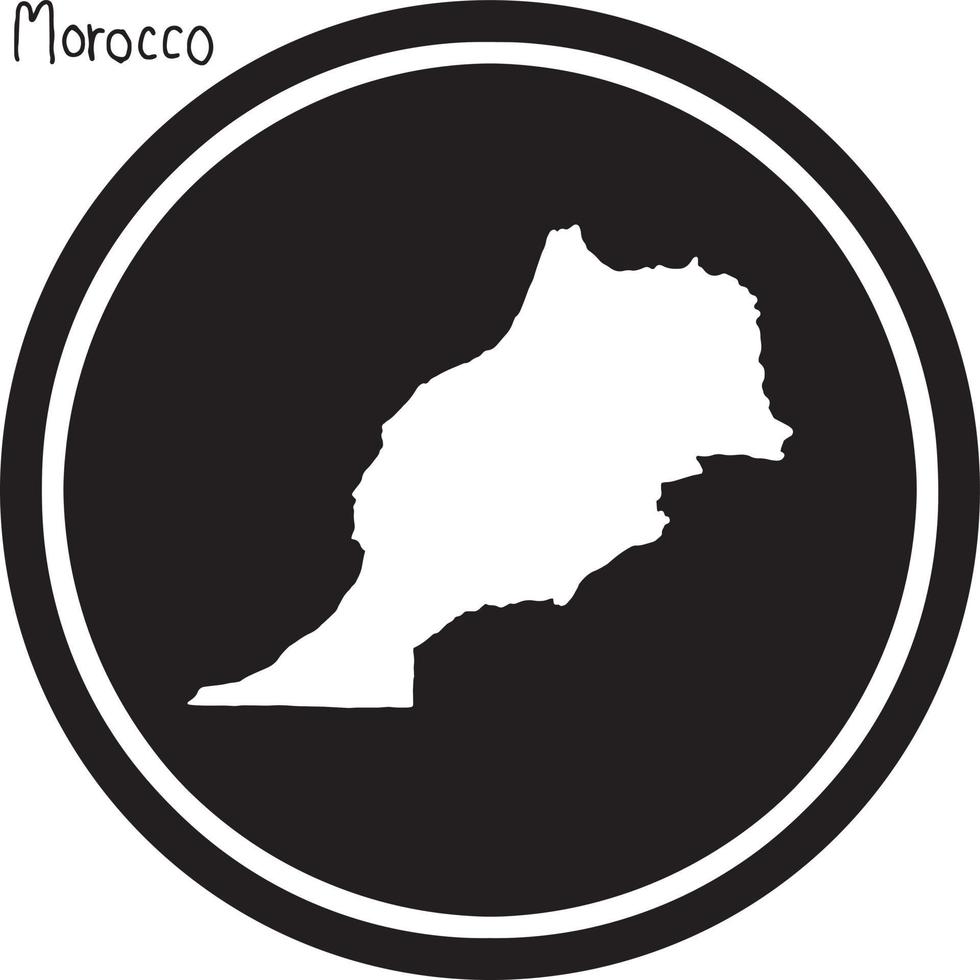 vector illustration white map of Morocco on black circle