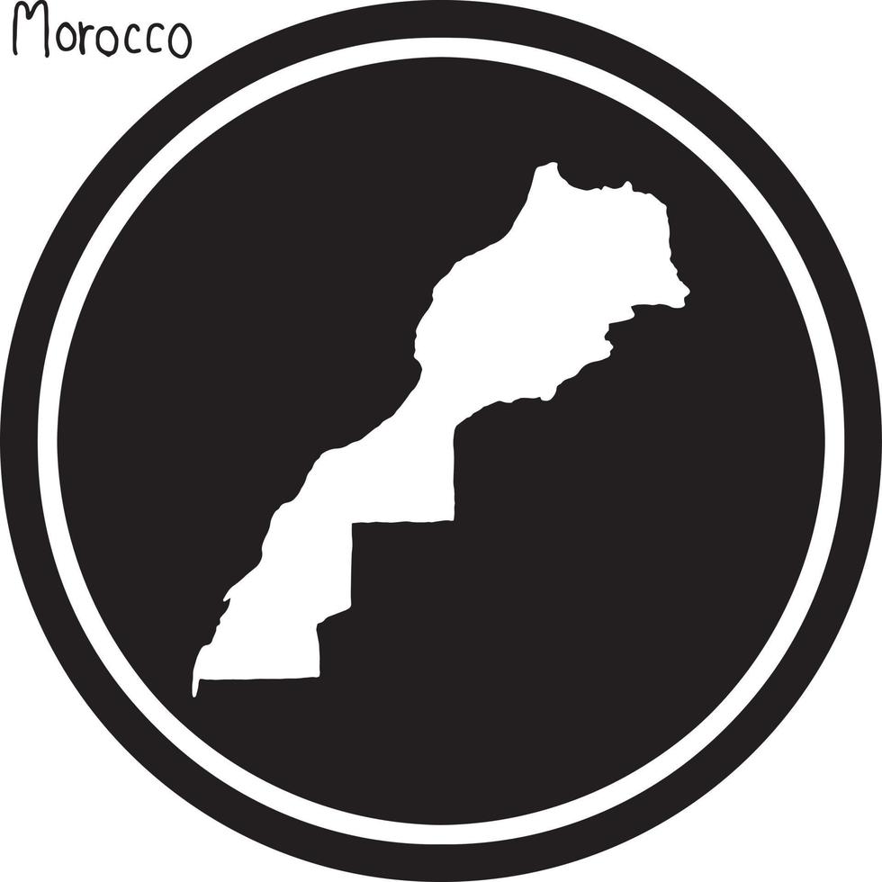 vector illustration white map of Morocco on black circle